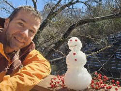 Dr. Kilgard and his snowman masterpiece