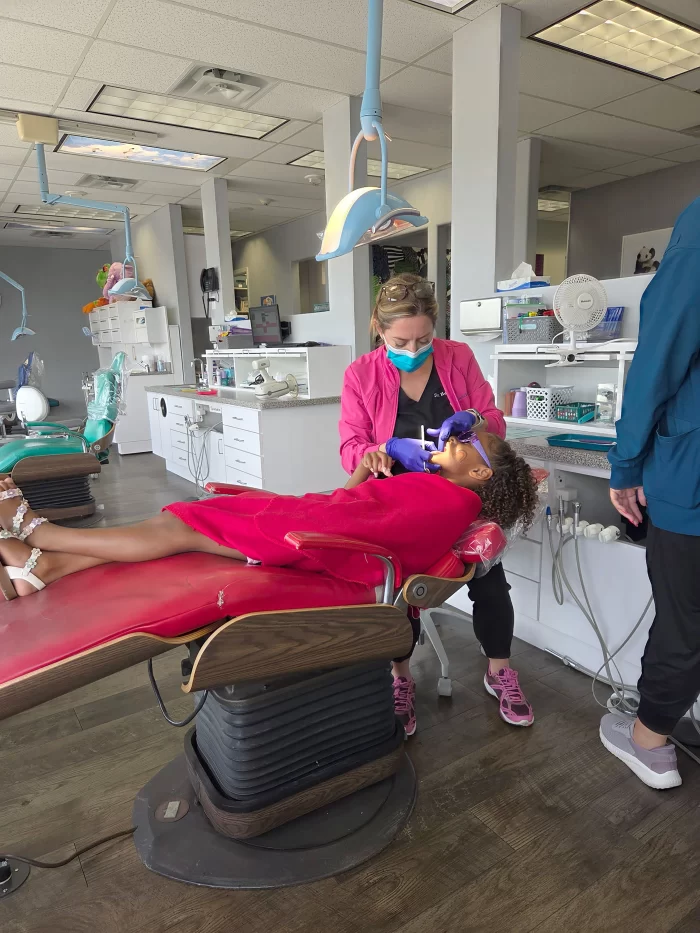 Drs. Candice Hutcheson, Shayna Abie, and Terri Train, the all-female pediatric dentist team at Children’s Dental Specialists in Richardson.
